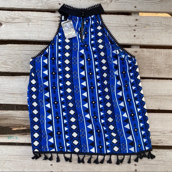 NWT LOVE J  orange/ blue top without sleeves M XL - Picture 8 of 12